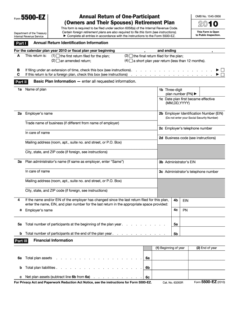  Form 5500 Ez 2010