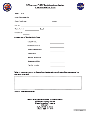 Nasa Fill Form