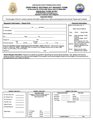 Burlington County Opra Request  Form