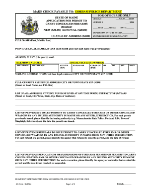 Town of Gorham Concealed Weapon Permit Form