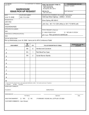 Warehouse Request Form