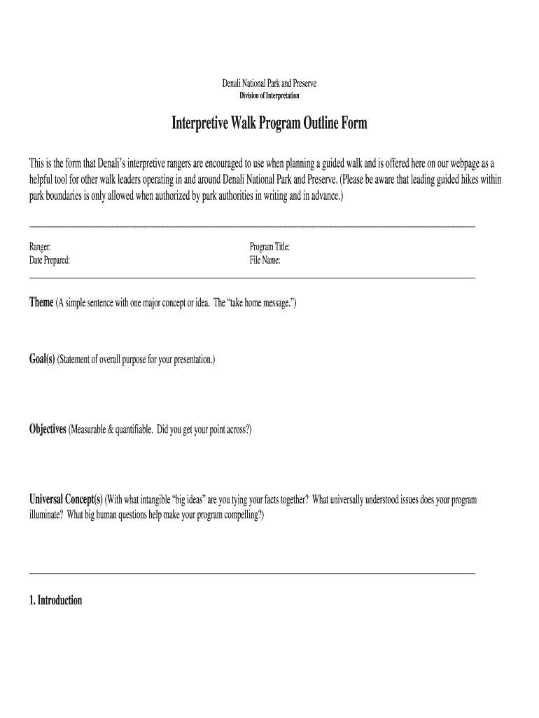 Interpretive Program Outline  Form