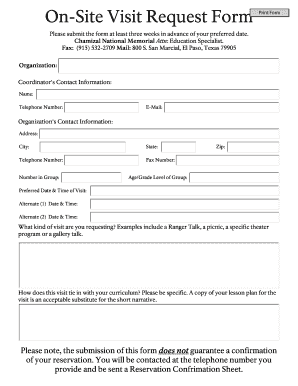 Site Visit Request Form