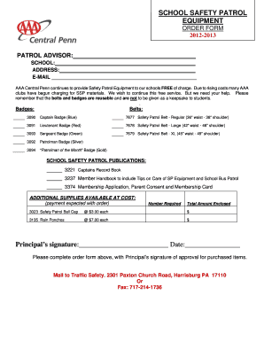 Safety Patrol Order Form