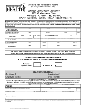 Birth Certificate San Diego  Form