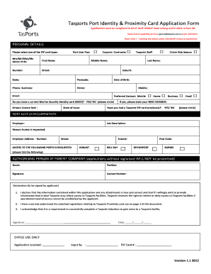 Port Identity and Proximity Card Taspports Pip  Form