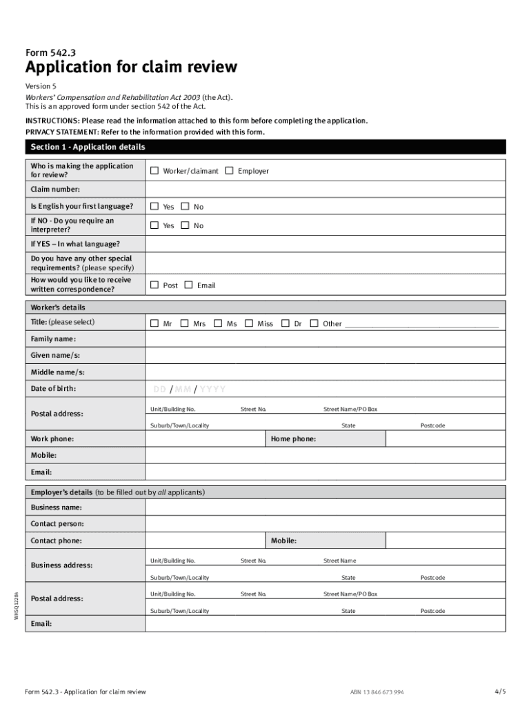 Claim Review Form 542 3