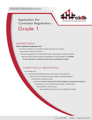 Cidb Online Registration Grade 1  Form