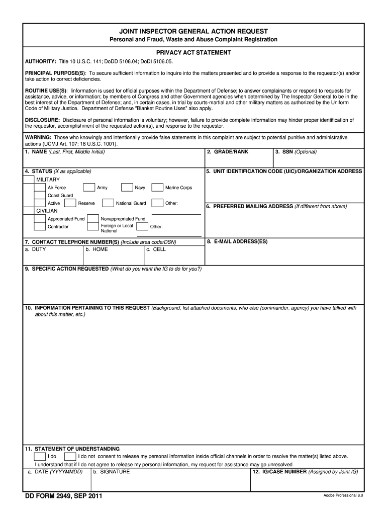  Form 2949 2011-2024