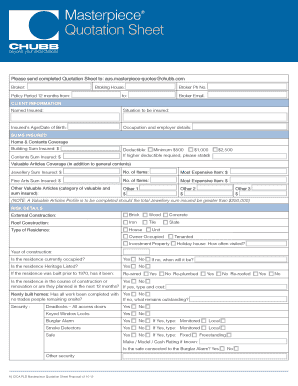 Chubb Masterpiece Proposal  Form