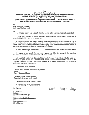 Application for Supply of Electricity  Form