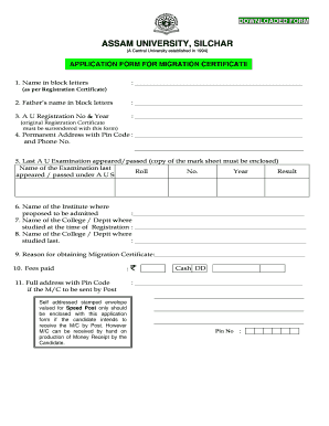 Gauhati University Original Pass Certificate Application Form PDF