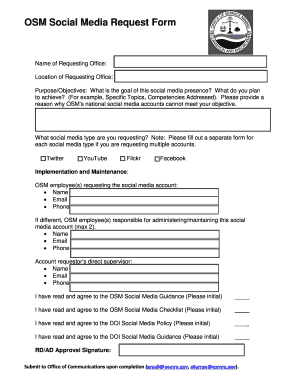 Social Media Request Form Template