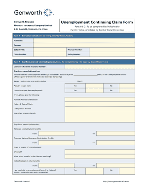 Unemployment Claim  Form