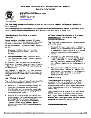 Pennsylvania Psrs 100 Part Form