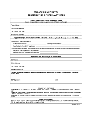 Tricare Proof of Attendance  Form