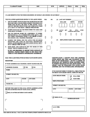  Unemployment 502 Form 1999
