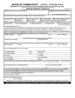 State of Connecticut Agency Vendor Form
