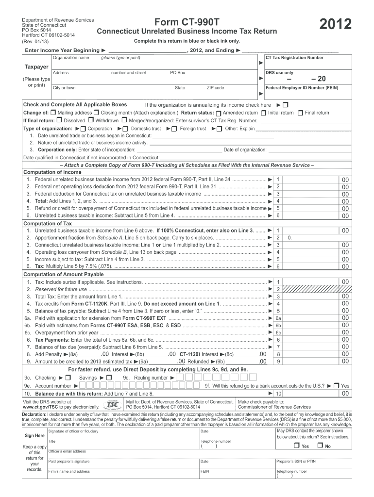  Ct 990 T Fillable Form 2019