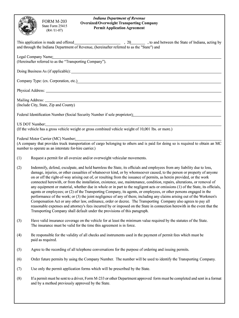 Indiana M203 Form 2011