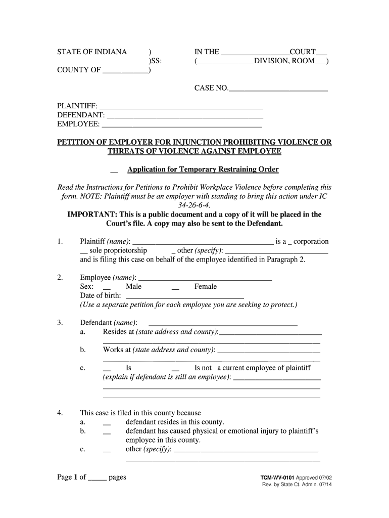 Petition Prohibiting  Form