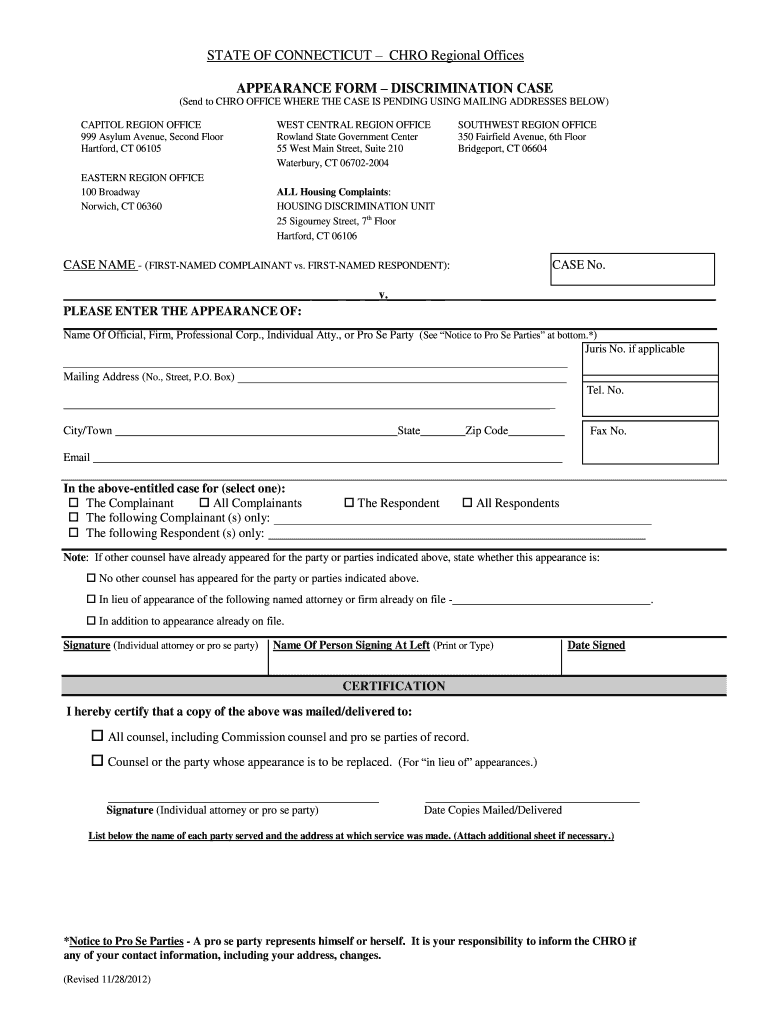  Chro Appearance Form Ct 2012-2024