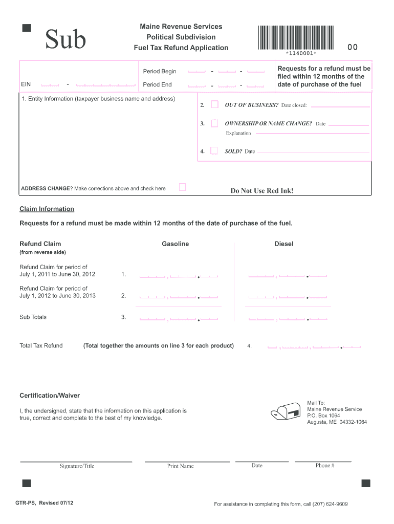  Political Subdivision Form Gtr Ps 2012