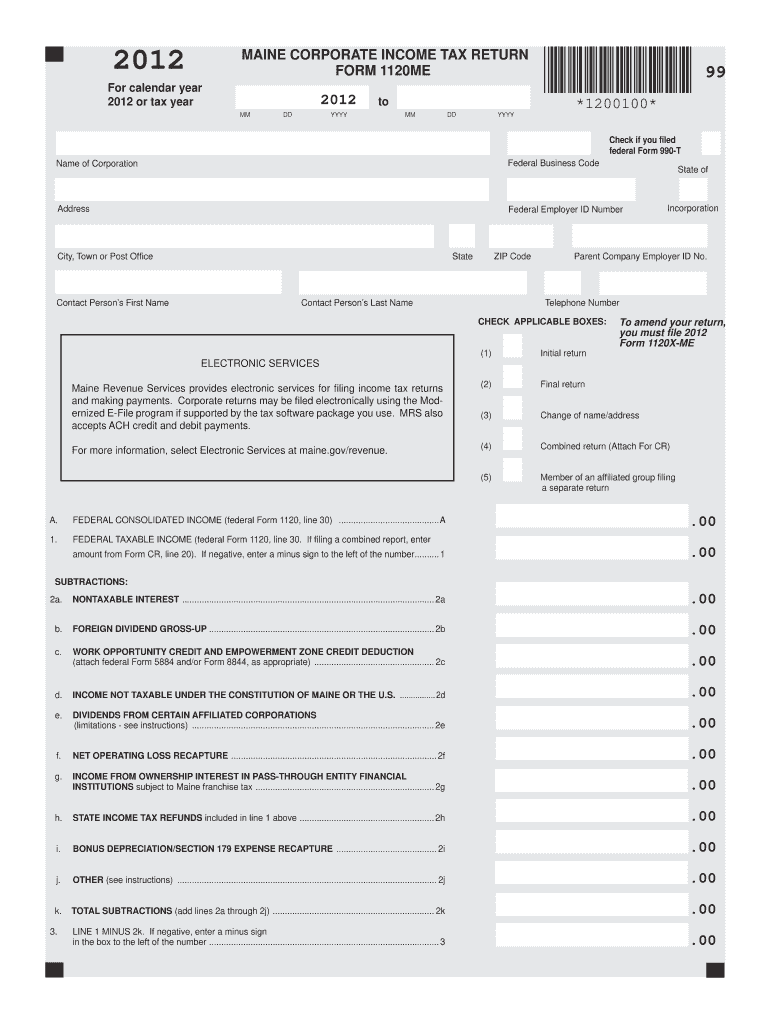  Maine Form 1120me 2019