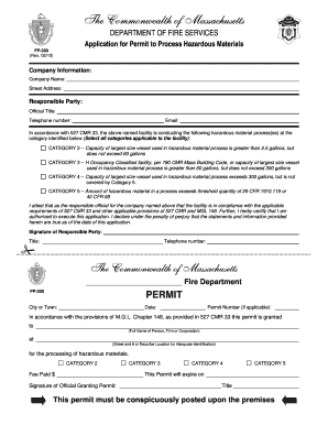 How Do I Application for Permit to Process Hazardous Materials Fp300 Form