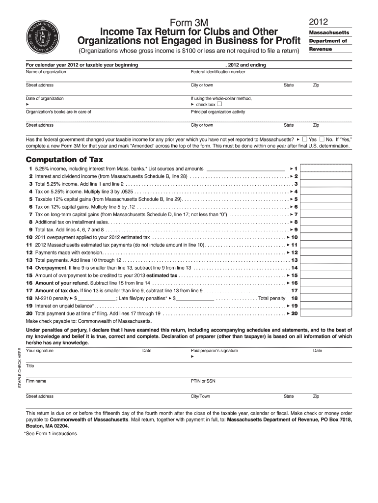  Editable Massachusetts Form 3m 2020