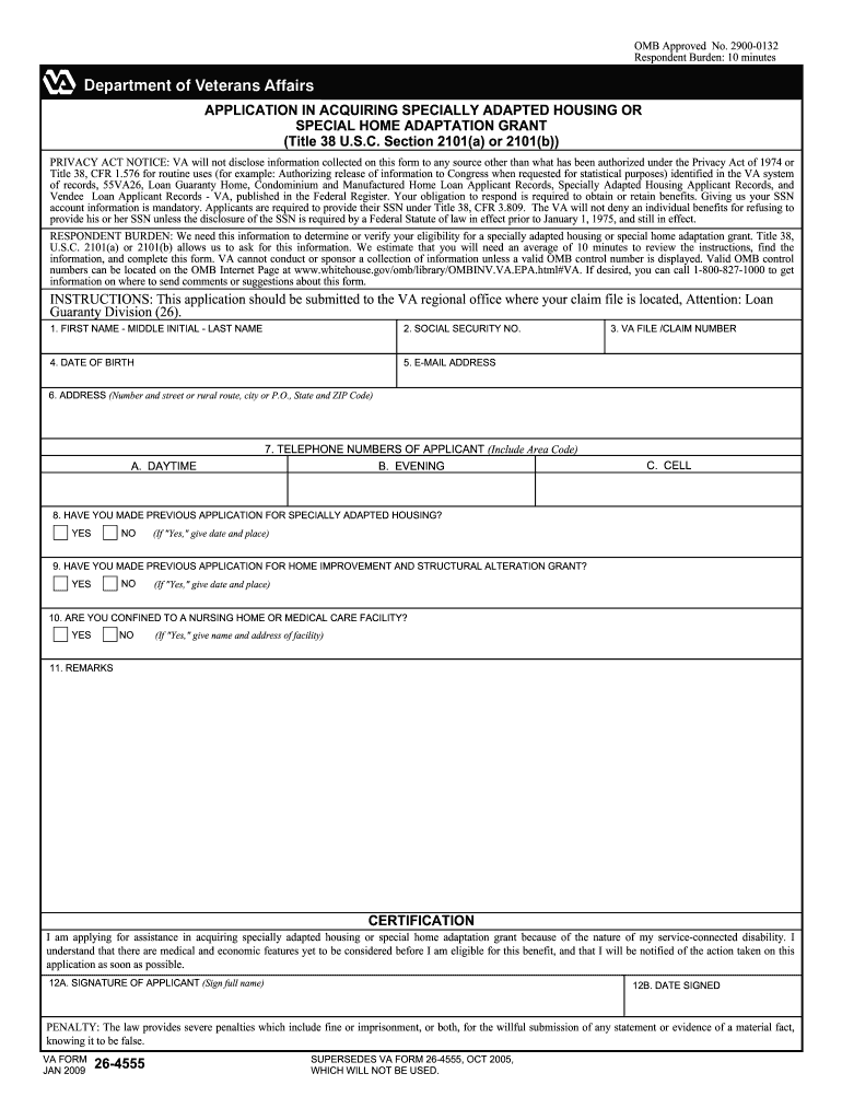  Application for Specially Adapted Housing State of Michigan Michigan 2009