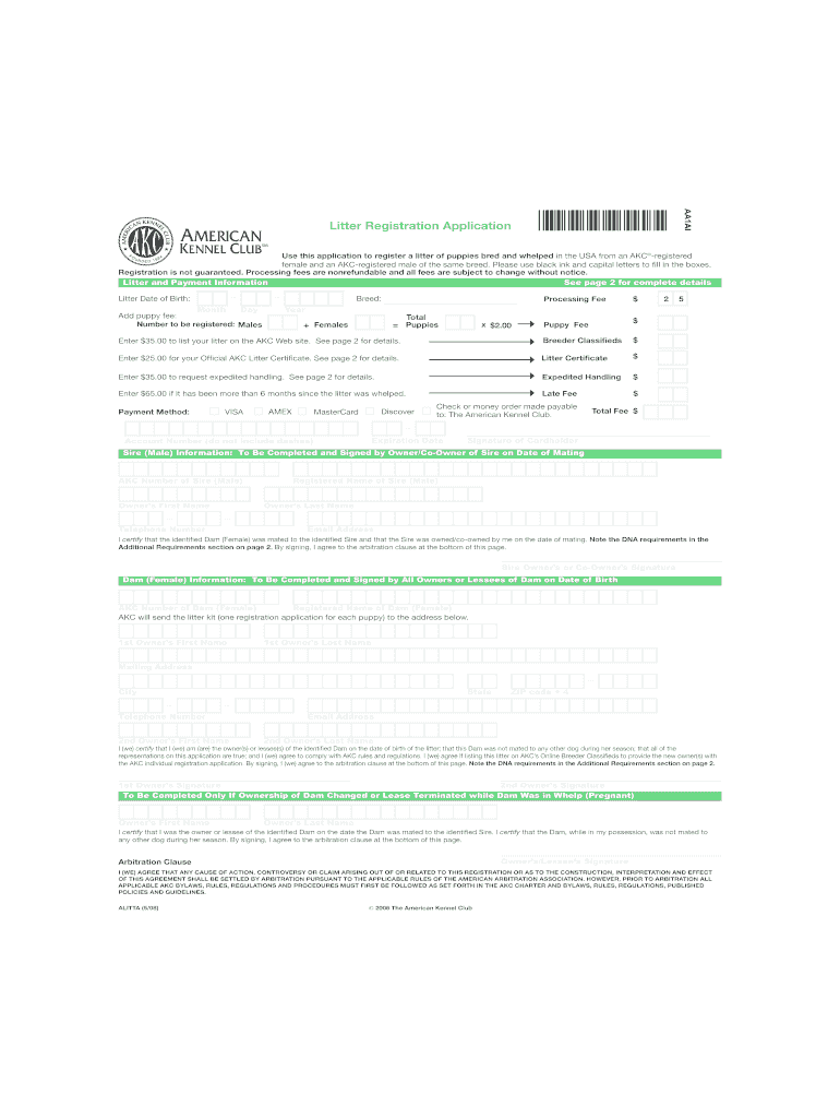 Akc Marketplace Register a Litter  Form