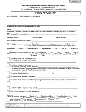 City of Detroit Liquor License Application  Form