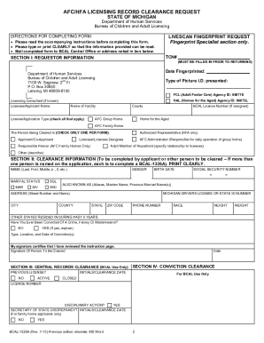 Afc Hfa Licensing Record Clearance Form for Administrators Only