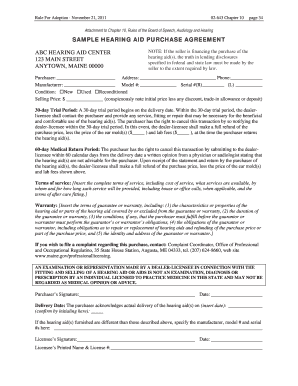 Hearing Aid Purchase Agreement  Form