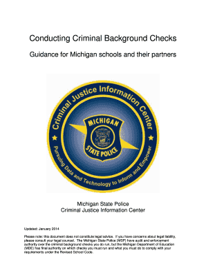 Conducting Criminal Background Checks Guidance for Michigan Schools and Their Partners Form
