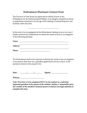 Nj Ombudsman Disclosure Consent Form