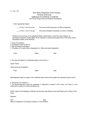 Nj Division of Revenue C113 Form