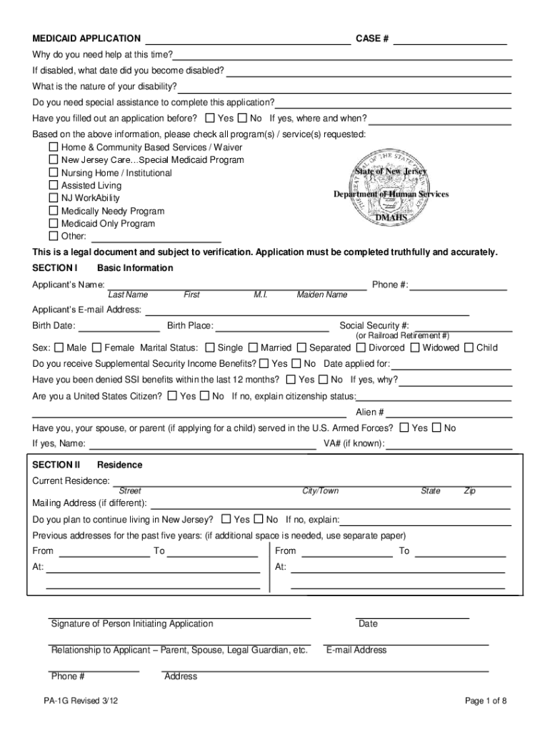 Nj Medicaid Application Online 2012 2023 Form Fill Out And Sign