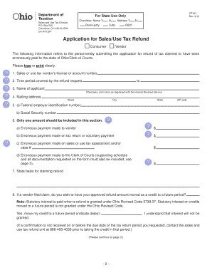  Instructions for Filling Out the Application for SalesUse Tax Refund Tax Ohio 2012