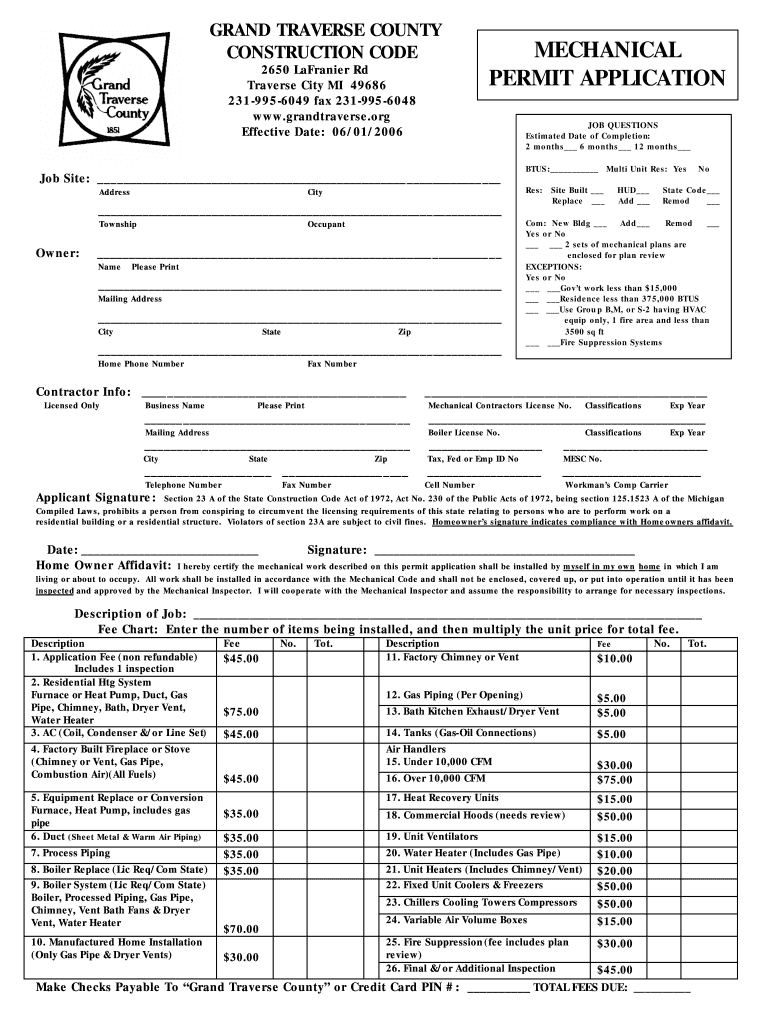  Grand Traverse Mechanical Permit 2006-2024