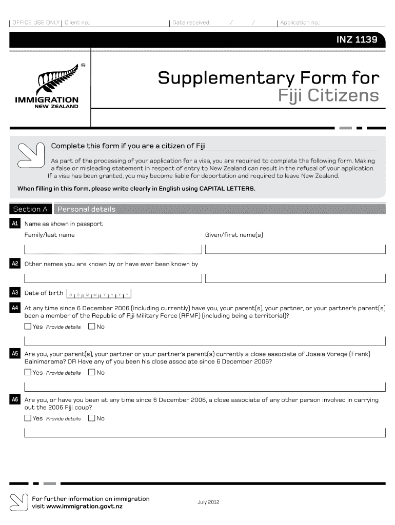  Fiji Police Clearance Form 2012-2024