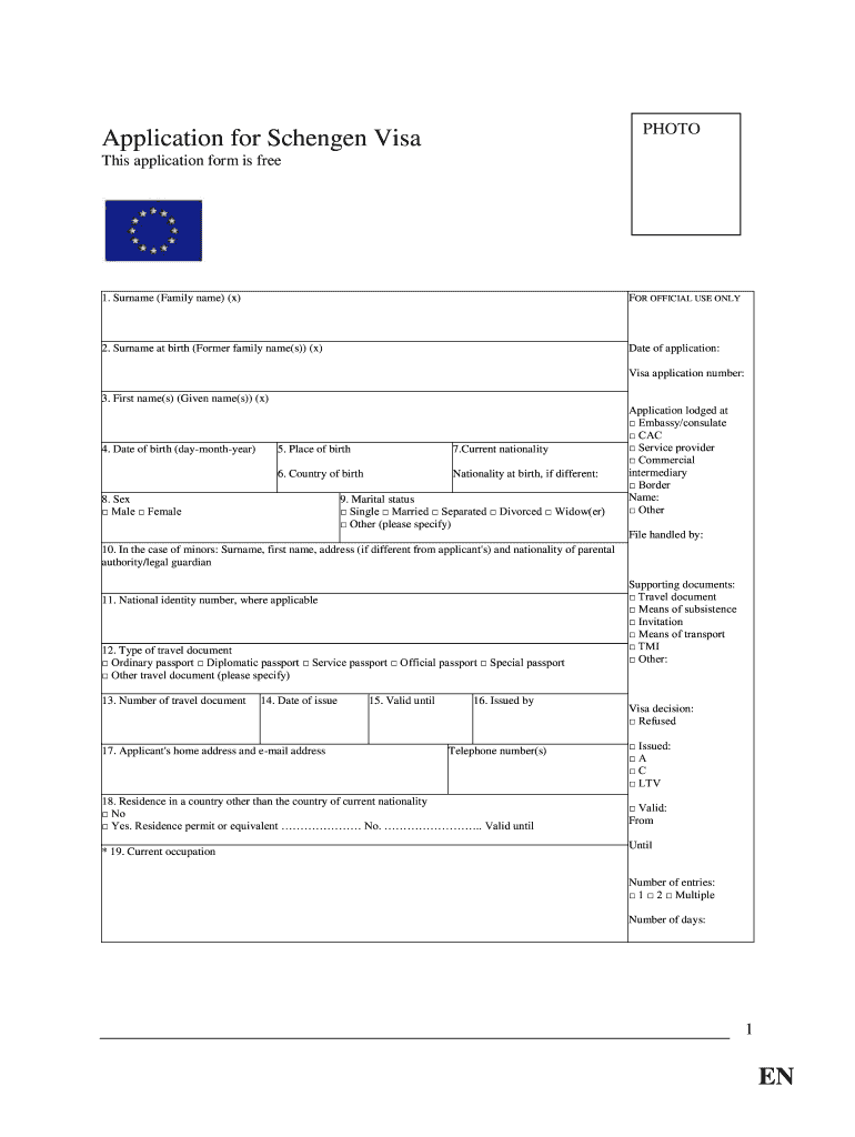 Belgium Visa Application Form
