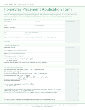 Homestay Application Form