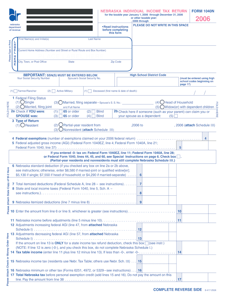  Fill in Format 1040n Nebraska State Income Tax Forms 2022