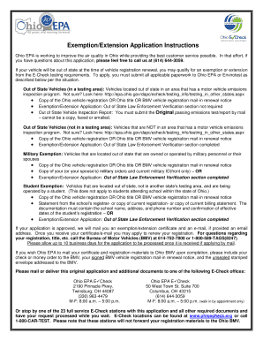 ExemptionExtension Application Instructions Ohio EPA State of Epa Ohio  Form