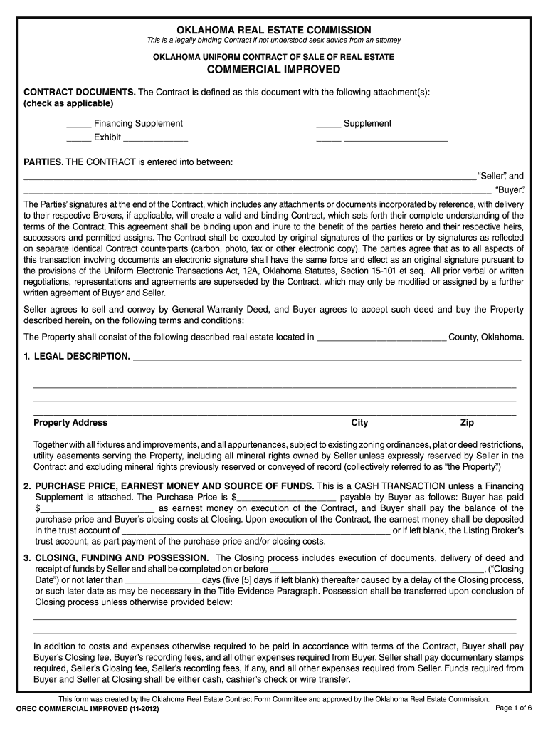  COMMERCIAL IMPROVED  State of Oklahoma  Ok 2012
