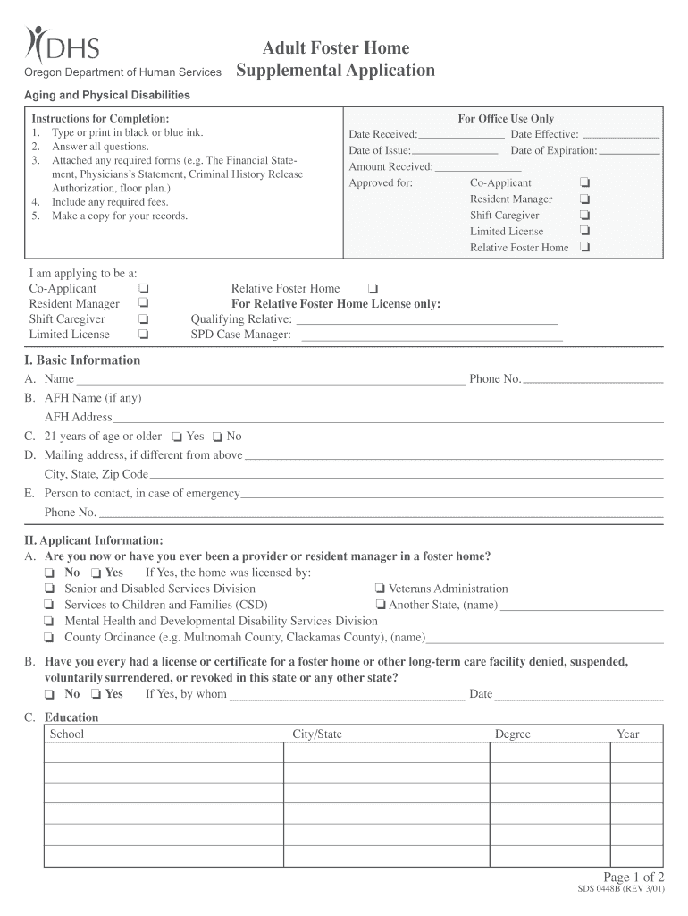  Adult Foster Home Floor Plans Oregon  Form 2001