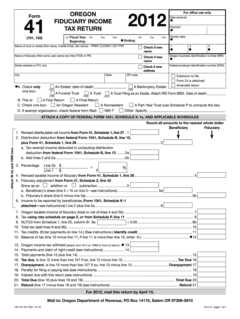  Oregon Form 41 2020