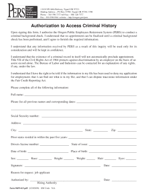 Oregon Background Check Form